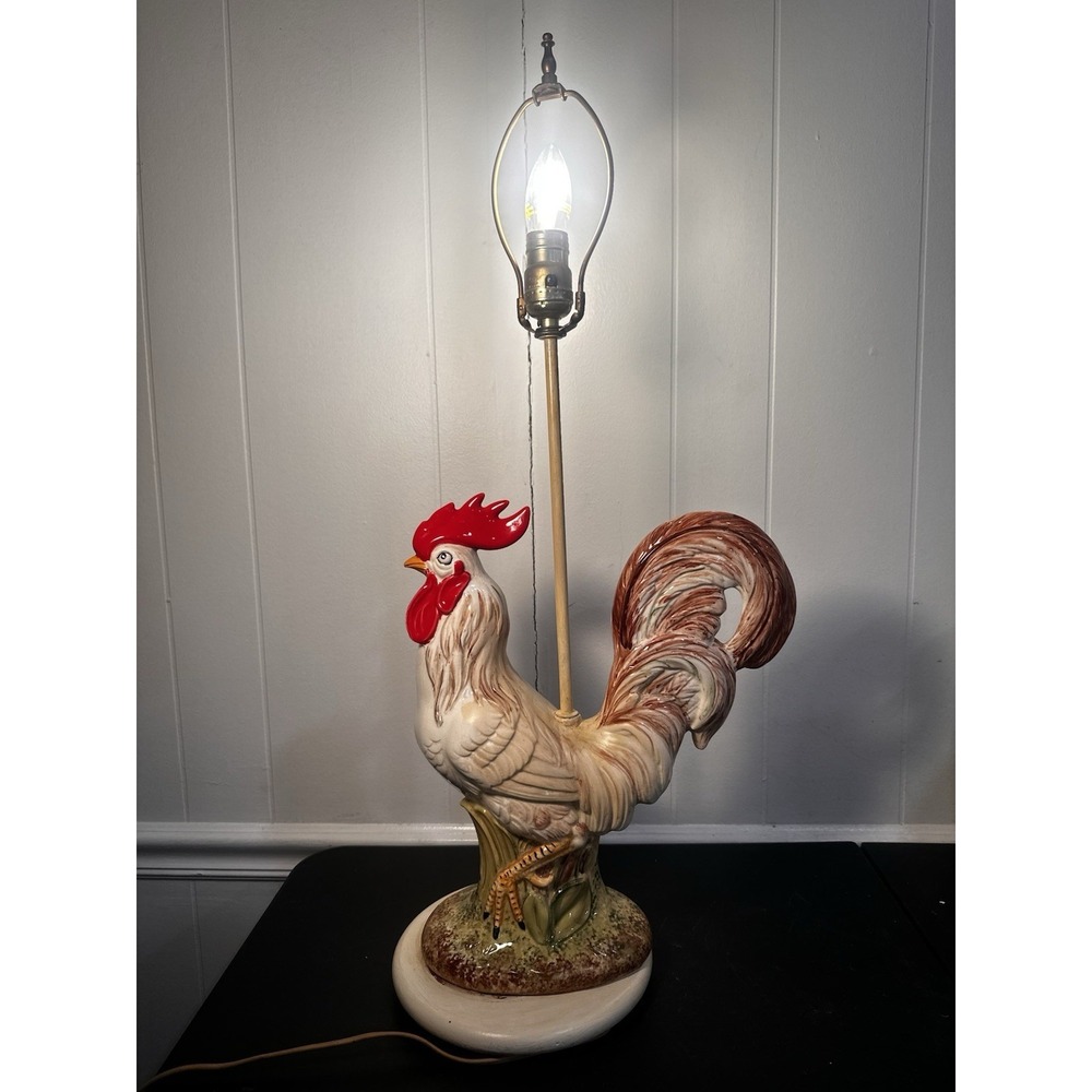 Vintage Rooster‎ Table Lamp Ceramic Farmhouse Country Kitchen Decor